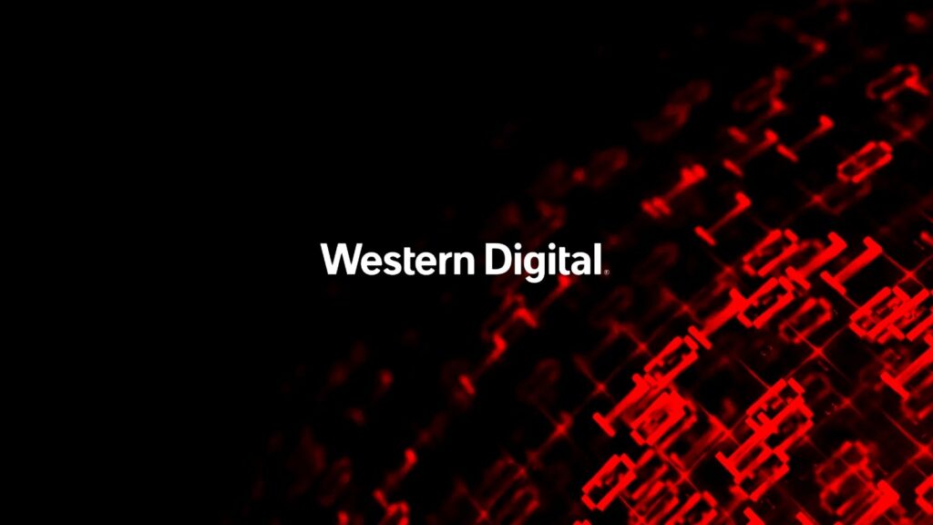 A red background with the words western digital on it.